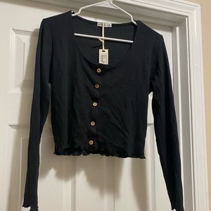 Black, cropped, Cotton On button up, long-sleeves